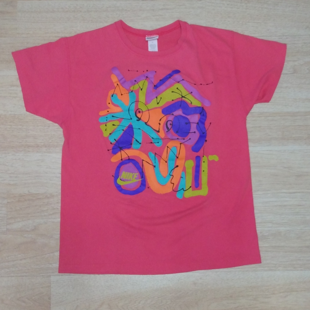 Vintage 1987-1993 Women's Nike Single Stitch Abstract Art Tee T Shirt Size M